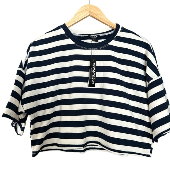 Papermoon Black and White Boxy Crop T-Shirt large nwt - Picture 1 of 4